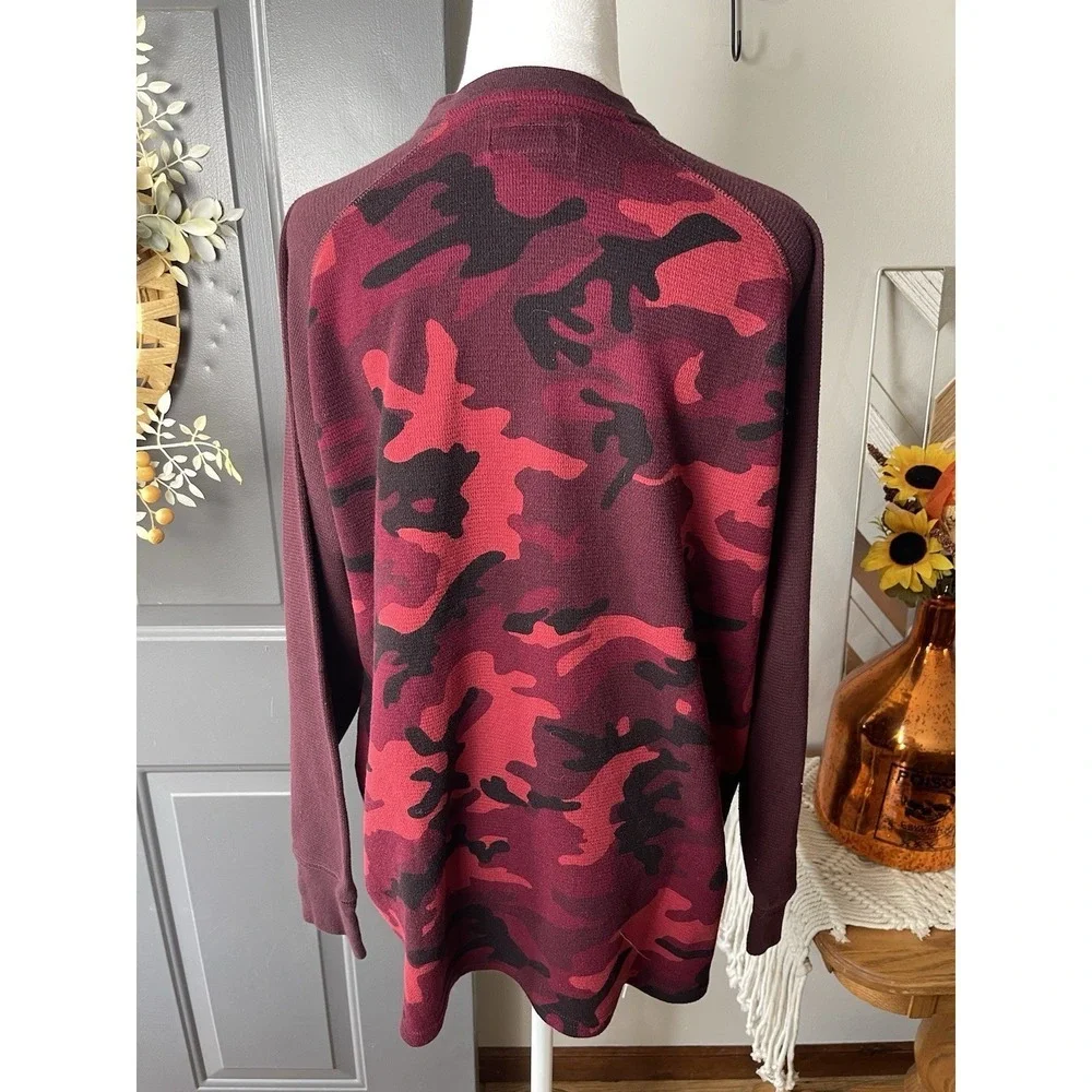 Polo Ralph Lauren Shirt Mens 2XL Thermal Pullover Camouflage Knit Red